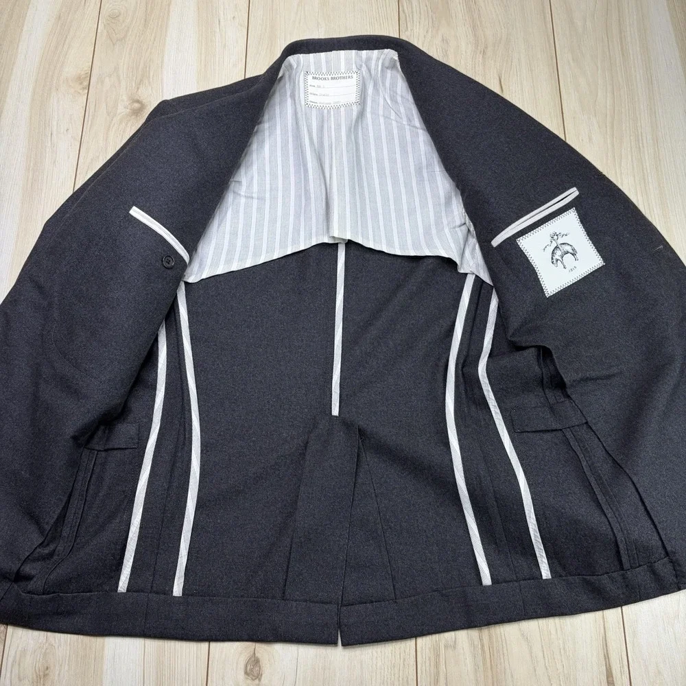 Thom Browne Brooks Brothers Half-Lined Italian Flannel Wool Blazer Mens Size 36S